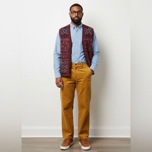 Eclectic Grandpa Sweater Vest Vintage Wool Blend Zip-Up Knit